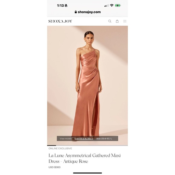 Shona Joy La Lune Asymmetrical Gathered Maxi Dress Antique Rose Size 4 NWT - Picture 3 of 15